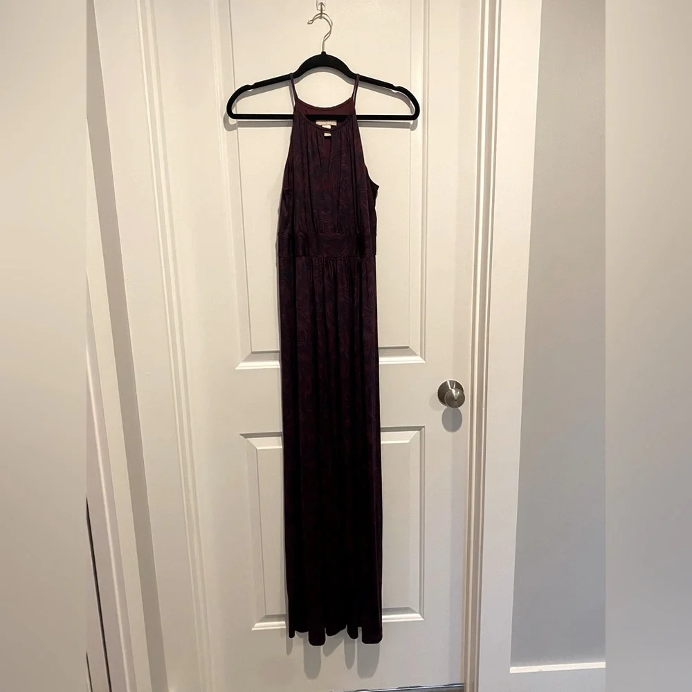 LOFT Maxi Dress – XS – Maroon & Navy Palm Print | Wedding Guest | Boho Chic - Picture 2 of 10